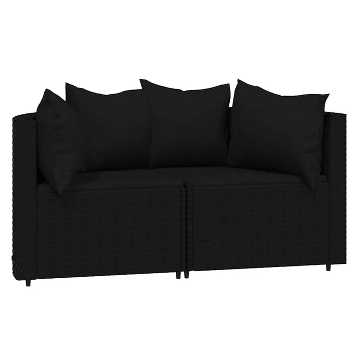 Set mobilier de grădină cu perne, 3 piese, negru, poliratan - WALTI WALTI