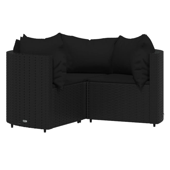 Set mobilier relaxare grădină 4 piese cu perne poliratan negru - WALTI WALTI