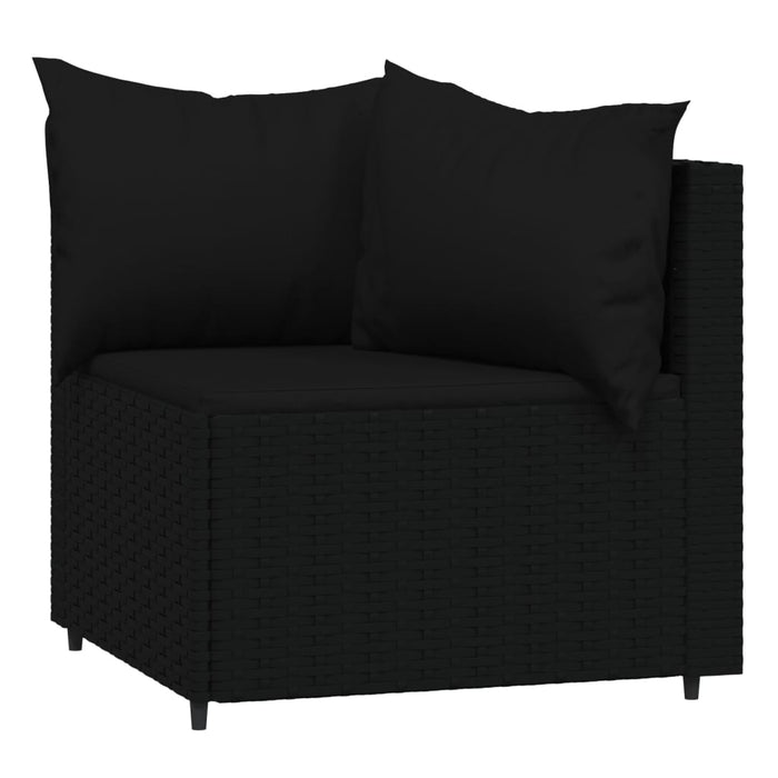 Set mobilier relaxare grădină 4 piese cu perne poliratan negru - WALTI WALTI