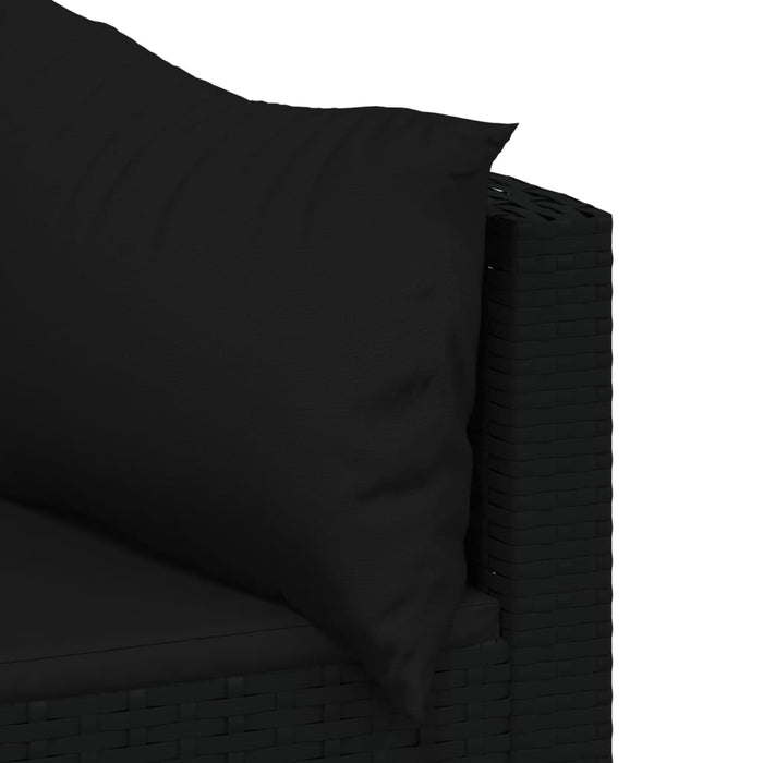 Set mobilier relaxare grădină 4 piese cu perne poliratan negru - WALTI WALTI