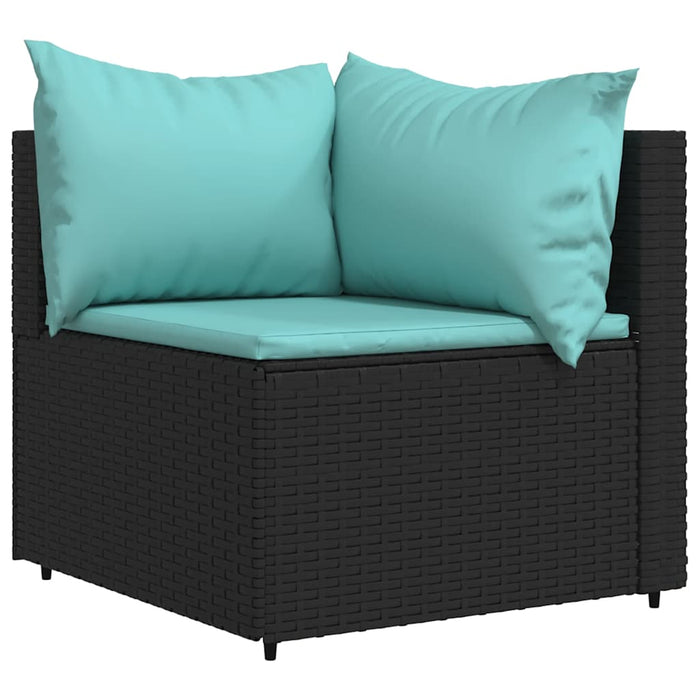 Set mobilier de grădină cu perne, 3 piese, negru, poliratan - WALTI WALTI