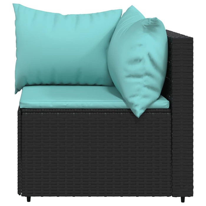 Set mobilier de grădină cu perne, 3 piese, negru, poliratan - WALTI WALTI