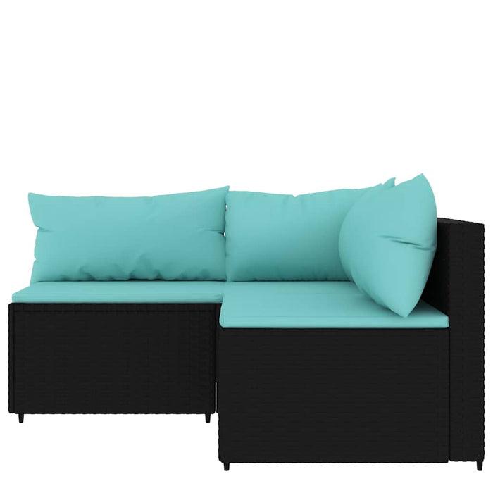 Set mobilier de grădină cu perne, 3 piese, negru, poliratan - WALTI WALTI