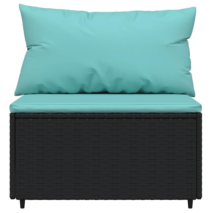 Set mobilier de grădină cu perne, 3 piese, negru, poliratan - WALTI WALTI