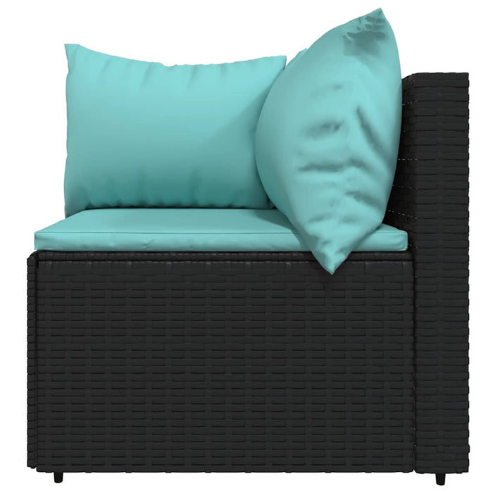 Set mobilier de grădină cu perne, 3 piese, negru, poliratan - WALTI WALTI