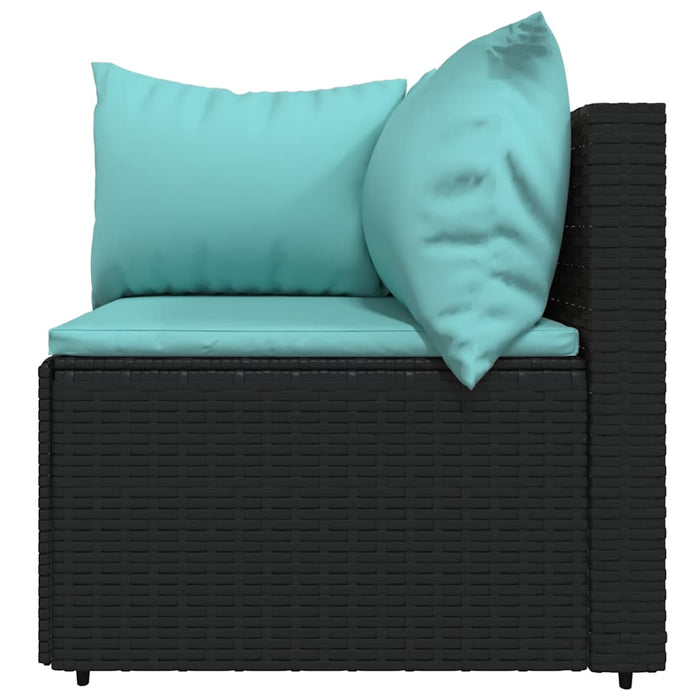 Set mobilier de grădină cu perne, 3 piese, negru, poliratan - WALTI WALTI