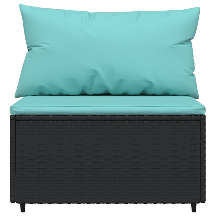 Set mobilier de grădină cu perne, 3 piese, negru, poliratan - WALTI WALTI
