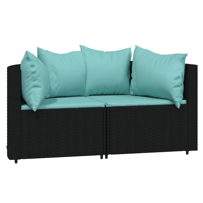 Set mobilier de grădină cu perne, 3 piese, negru, poliratan - WALTI WALTI