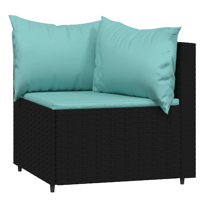 Set mobilier de grădină cu perne, 3 piese, negru, poliratan - WALTI WALTI