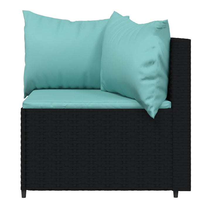 Set mobilier de grădină cu perne, 3 piese, negru, poliratan - WALTI WALTI