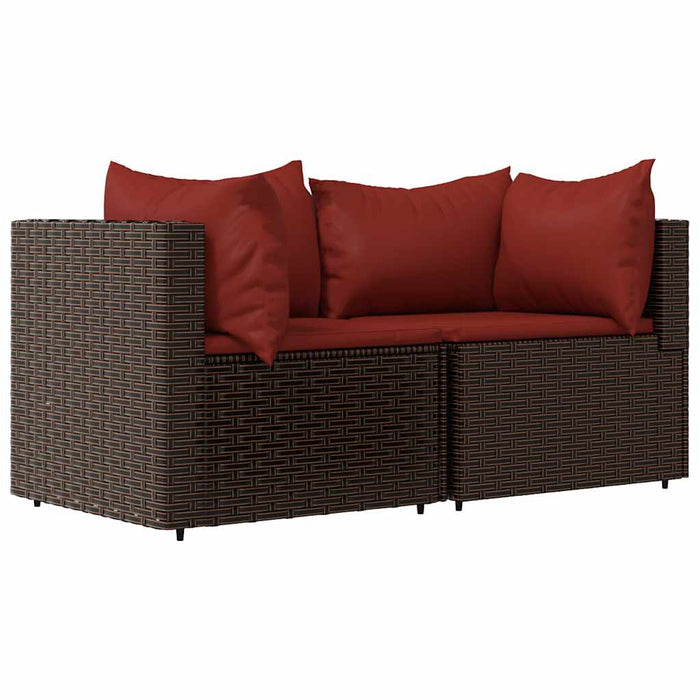 Set mobilier de grădină cu perne, 3 piese, maro, poliratan - WALTI WALTI