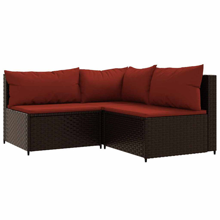 Set mobilier de grădină cu perne, 4 piese, maro, poliratan WALTI