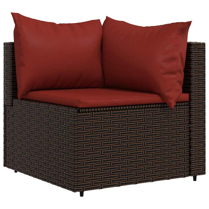 Set mobilier de grădină cu perne, 4 piese, maro, poliratan WALTI