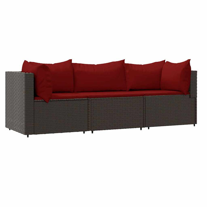 Set mobilier de grădină cu perne, 3 piese, maro, poliratan - WALTI WALTI
