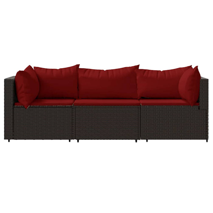 Set mobilier de grădină cu perne, 3 piese, maro, poliratan - WALTI WALTI