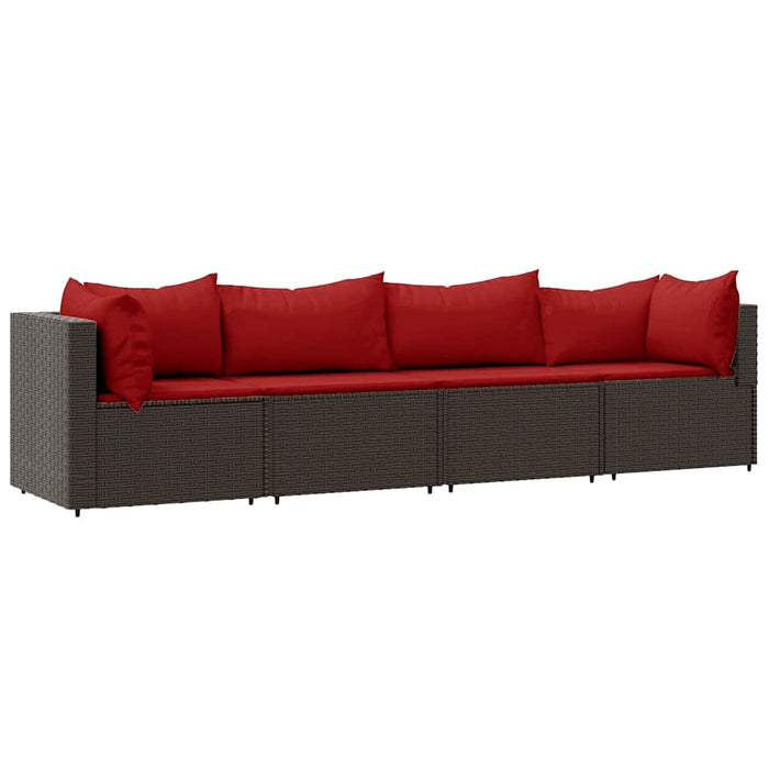 Set mobilier de grădină cu perne, 4 piese, maro, poliratan - WALTI WALTI