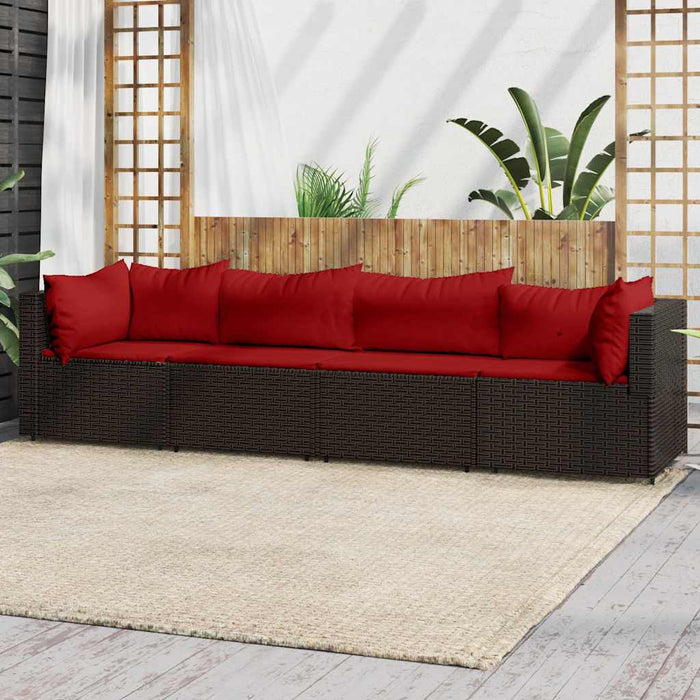 Set mobilier de grădină cu perne, 4 piese, maro, poliratan - WALTI WALTI