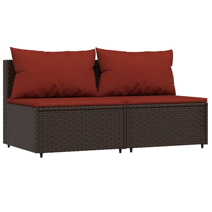 Set mobilier de grădină cu perne, 3 piese, maro, poliratan - WALTI WALTI