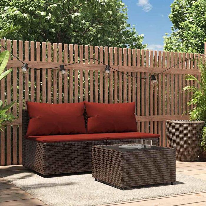 Set mobilier de grădină cu perne, 3 piese, maro, poliratan - WALTI WALTI