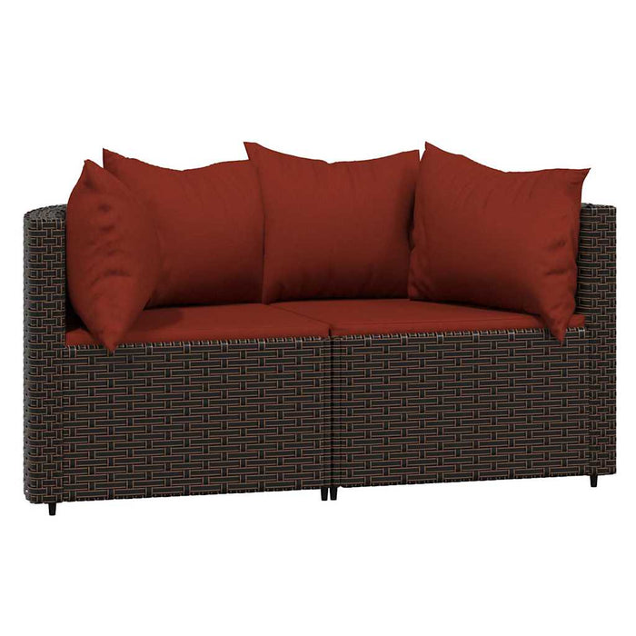 Set mobilier de grădină cu perne, 3 piese, maro, poliratan - WALTI WALTI