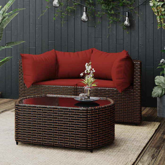 Set mobilier de grădină cu perne, 3 piese, maro, poliratan - WALTI WALTI