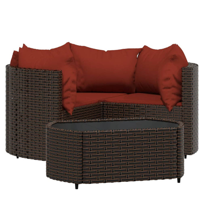 Set mobilier de grădină cu perne, 4 piese, maro, poliratan WALTI