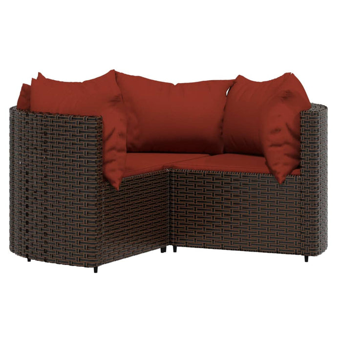 Set mobilier de grădină cu perne, 4 piese, maro, poliratan WALTI