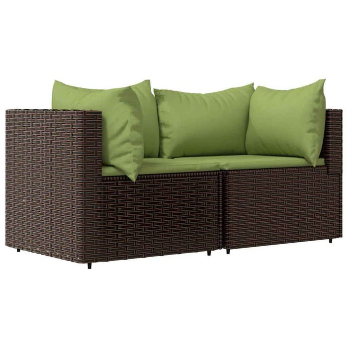 Set mobilier de grădină cu perne, 3 piese, maro, poliratan WALTI