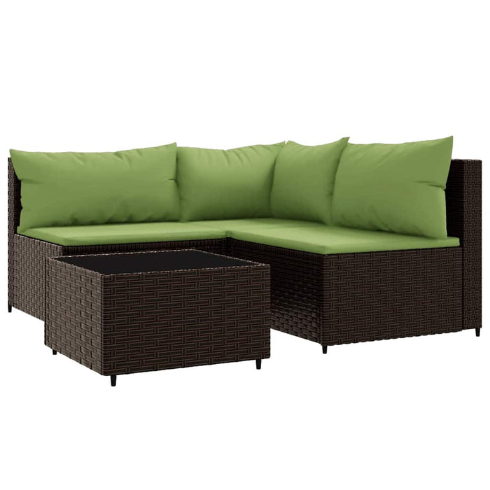 Set mobilier de grădină cu perne, 4 piese, maro, poliratan WALTI