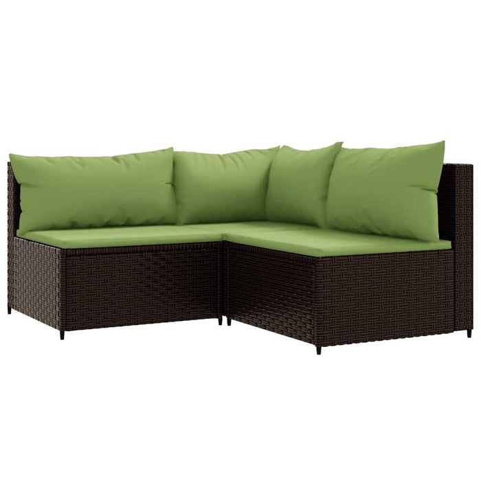 Set mobilier de grădină cu perne, 4 piese, maro, poliratan WALTI