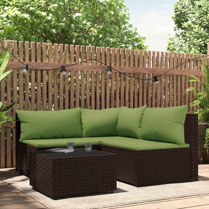 Set mobilier de grădină cu perne, 4 piese, maro, poliratan WALTI