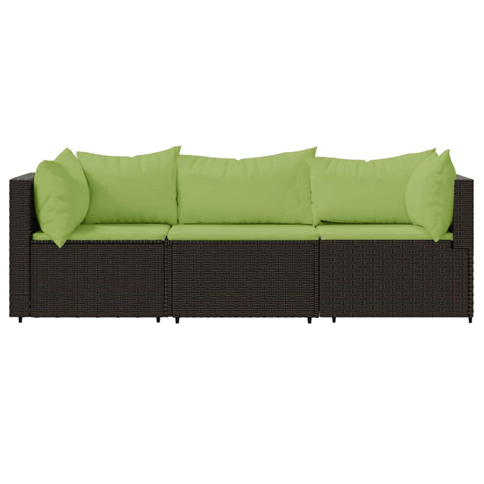 Set mobilier de grădină cu perne, 3 piese, maro, poliratan - WALTI WALTI
