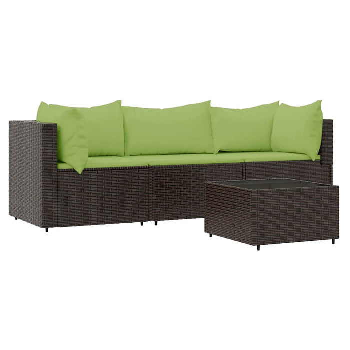 Set mobilier de grădină cu perne, 4 piese, maro, poliratan WALTI