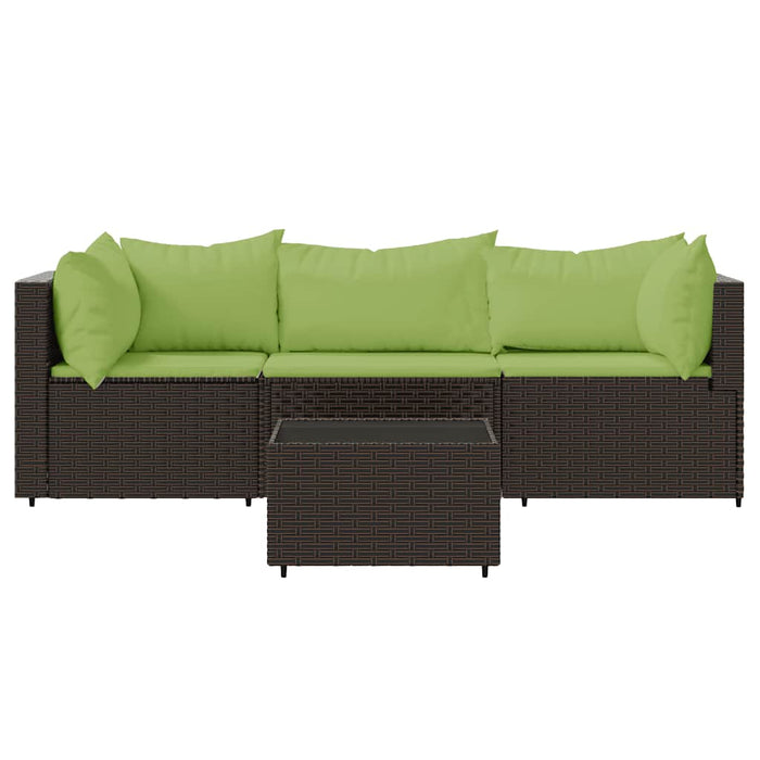 Set mobilier de grădină cu perne, 4 piese, maro, poliratan WALTI