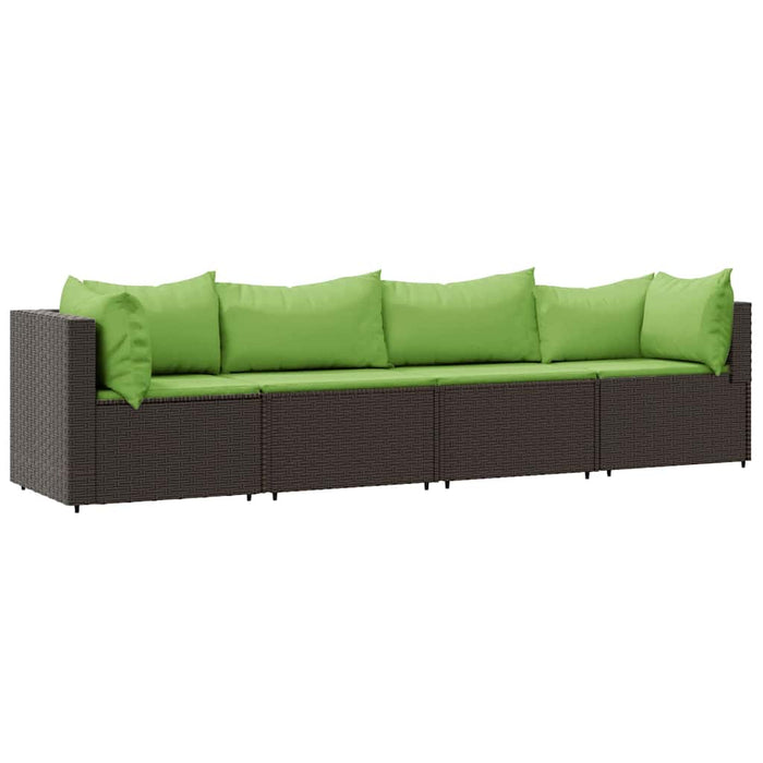 Set mobilier de grădină cu perne, 4 piese, maro, poliratan - WALTI WALTI