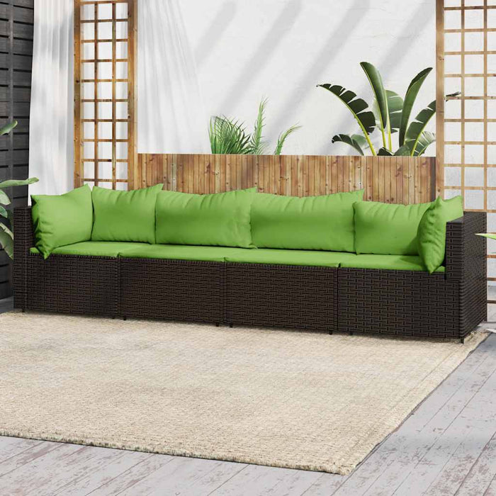 Set mobilier de grădină cu perne, 4 piese, maro, poliratan - WALTI WALTI