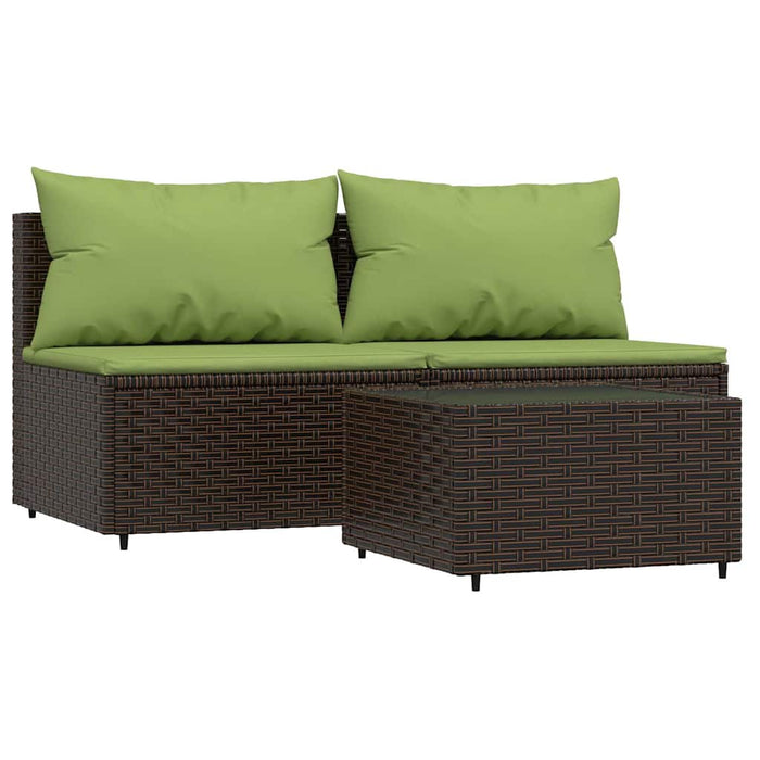 Set mobilier de grădină cu perne, 3 piese, maro, poliratan - WALTI WALTI