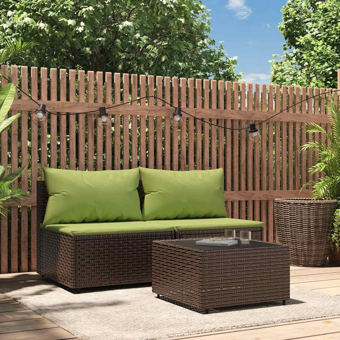 Set mobilier de grădină cu perne, 3 piese, maro, poliratan - WALTI WALTI
