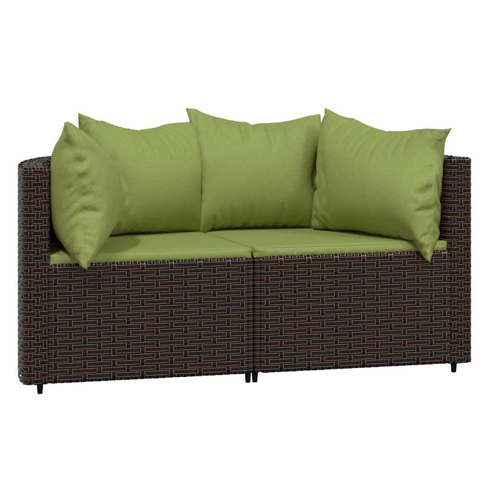 Set mobilier de grădină cu perne, 3 piese, maro, poliratan - WALTI WALTI