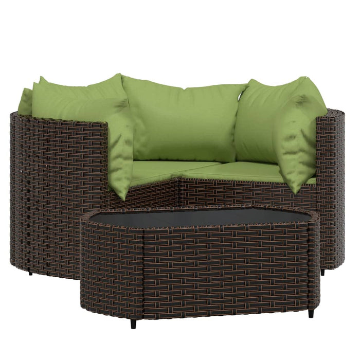 Set mobilier de grădină cu perne, 4 piese, maro, poliratan WALTI