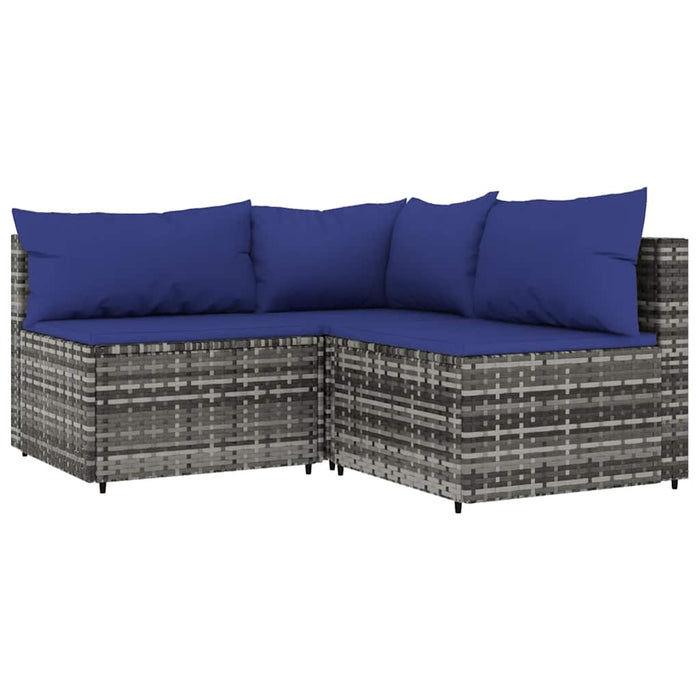 Set mobilier de grădină cu perne, 3 piese, gri, poliratan WALTI