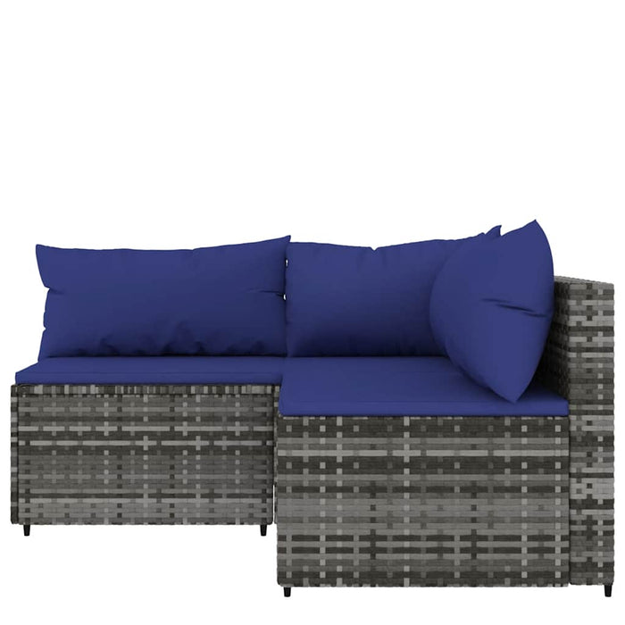 Set mobilier de grădină cu perne, 3 piese, gri, poliratan WALTI