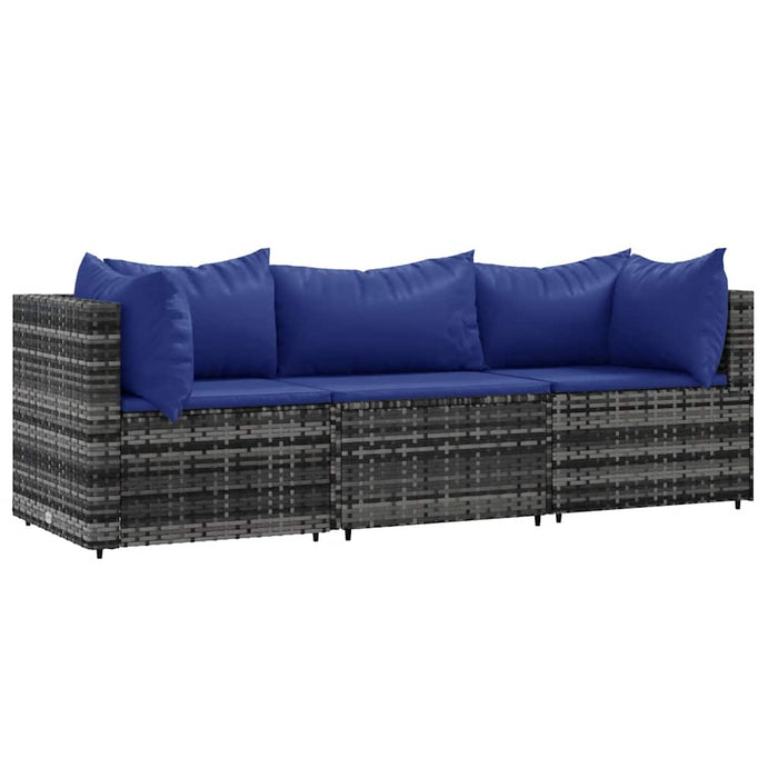 Set mobilier de grădină cu perne, 3 piese, gri, poliratan - WALTI WALTI