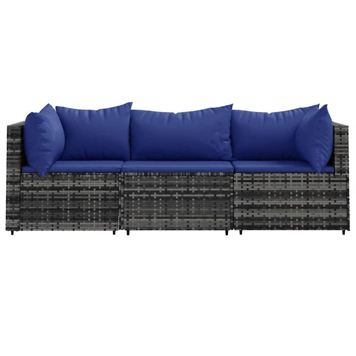 Set mobilier de grădină cu perne, 3 piese, gri, poliratan - WALTI WALTI