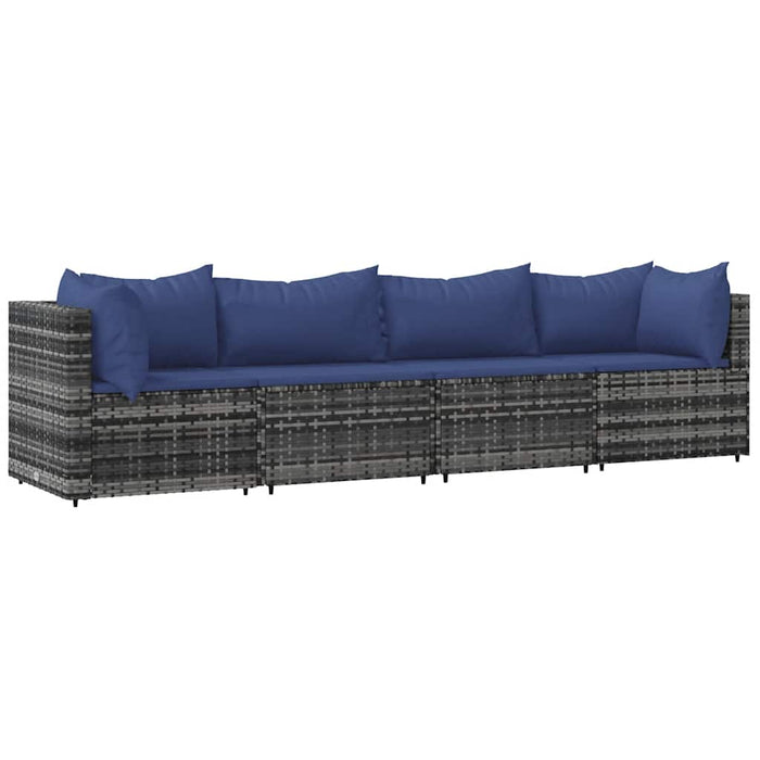 Set mobilier de grădină cu perne, 4 piese, gri, poliratan - WALTI WALTI