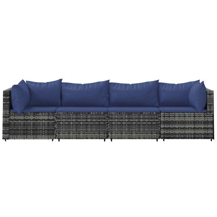 Set mobilier de grădină cu perne, 4 piese, gri, poliratan - WALTI WALTI