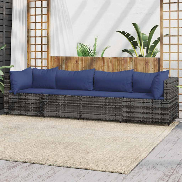 Set mobilier de grădină cu perne, 4 piese, gri, poliratan - WALTI WALTI