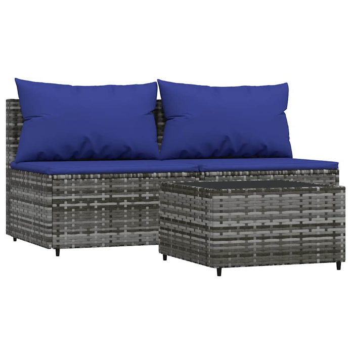Set mobilier de grădină cu perne, 3 piese, gri, poliratan - WALTI WALTI