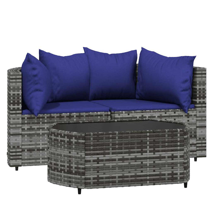 Set mobilier de grădină cu perne, 3 piese, gri, poliratan - WALTI WALTI