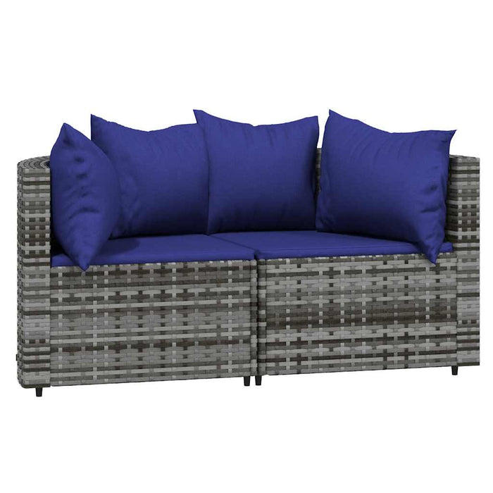 Set mobilier de grădină cu perne, 3 piese, gri, poliratan - WALTI WALTI
